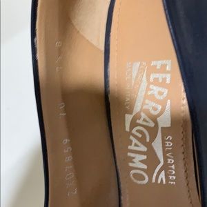 Salvatore Ferragamo Navy Wedges 7.6